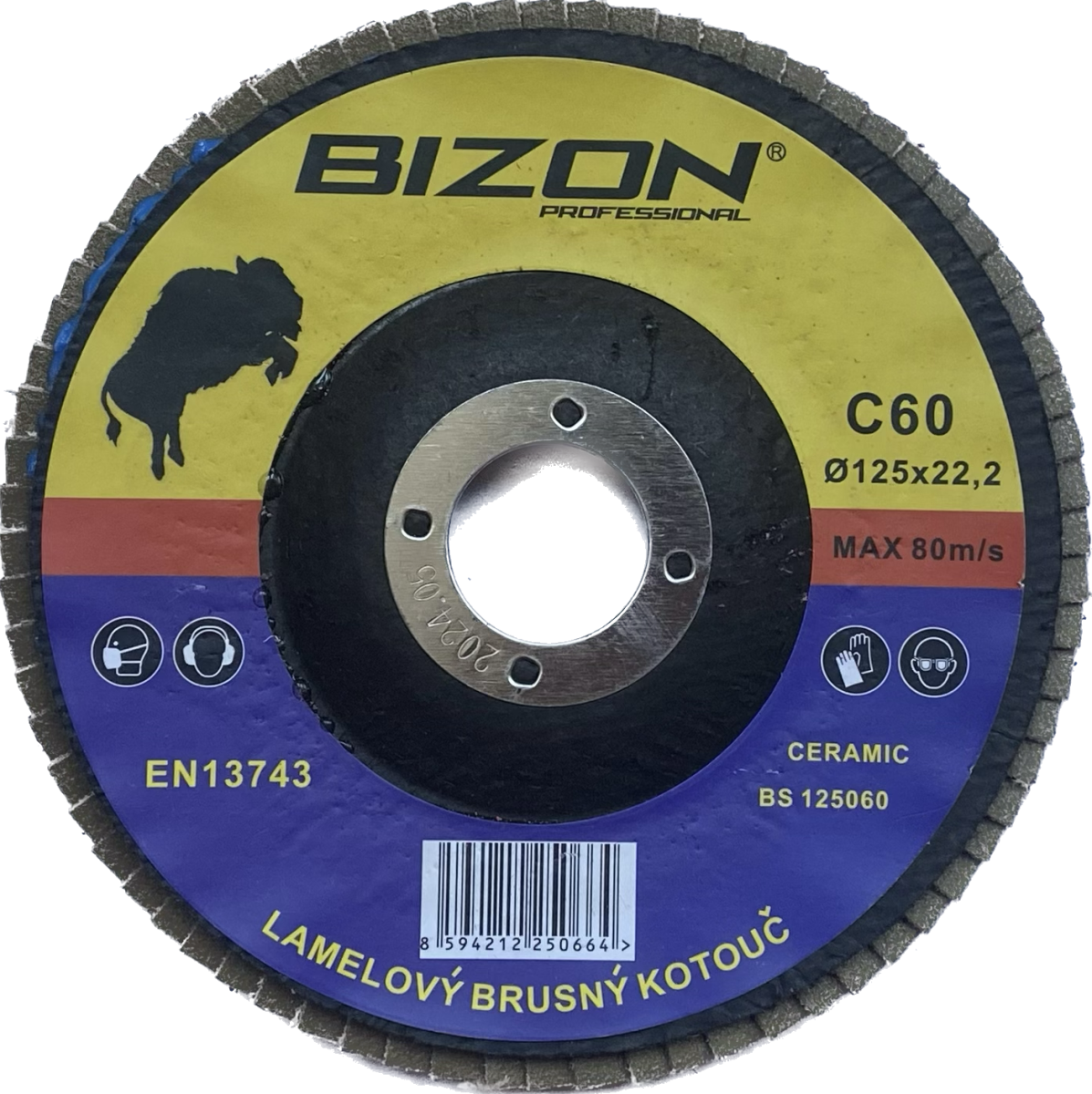 Lamelový brusný kotouč keramický - Ø 125 mm, zrnitost C60